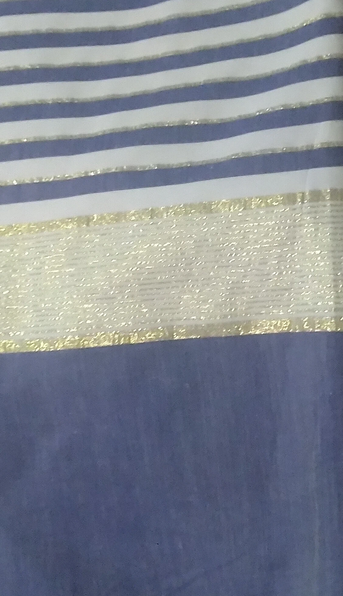 Handloom Cotton-Silk Striped Saree - YTK - Navy Blue & White Mix